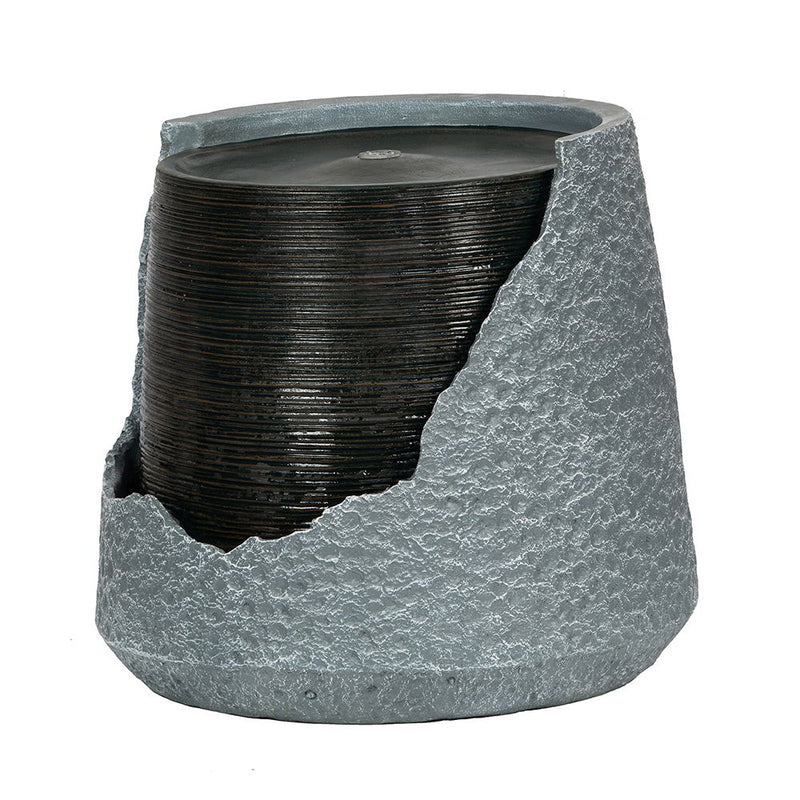 Indoor Outdoor Water Fountain, Unique Broken Urn Fountain Chic Dynamic Modern Design With Light For Garden