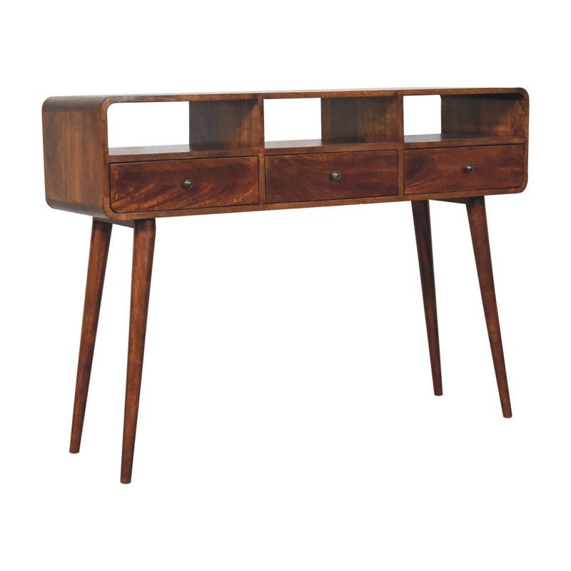 Triple Curved Console Table - Brown