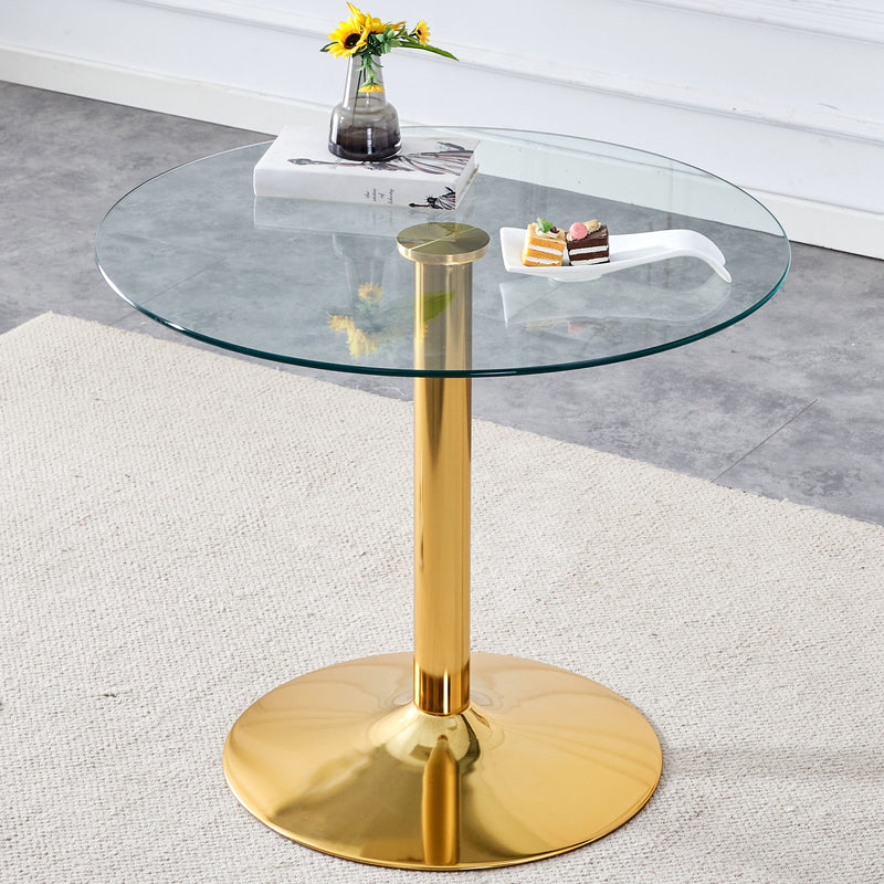 Modern Minimalist Round Dining Table With Glass Top