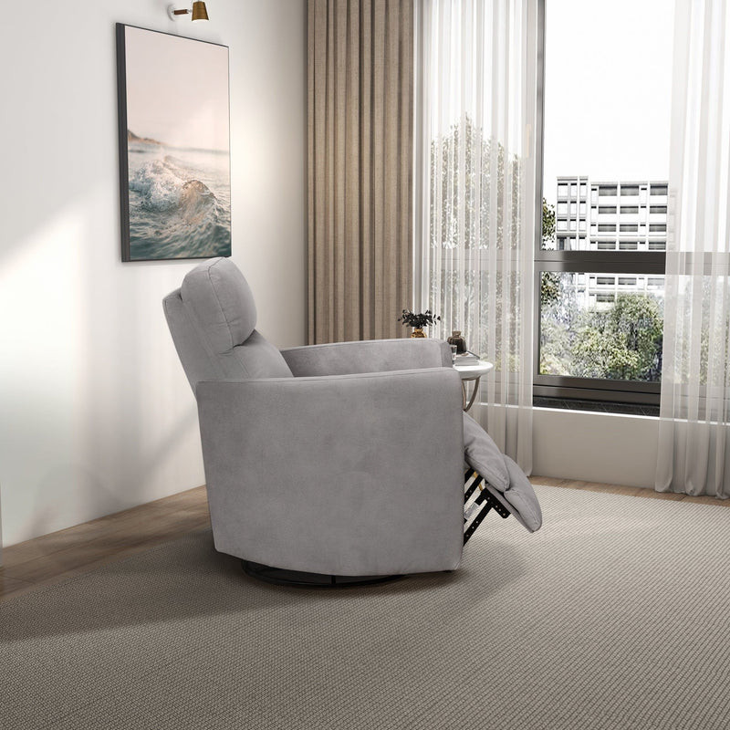 Lawson - Swivel Glider Suede Recliner Chair - Gray
