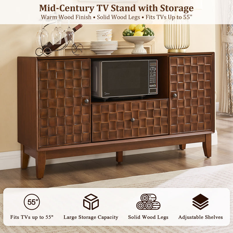 TV Stand With 3D Wood Texture - Brown