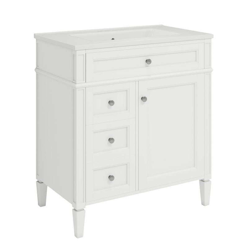 Bathroom Vanity With Top Sink, Modern Bathroom Storage Cabinet With 2 Drawers And A Tip-Out Drawer