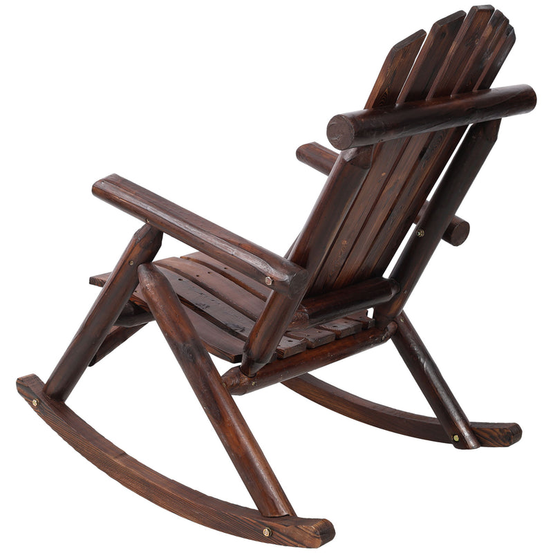 Durable Wooden Porch Rocker, Fir Log Rocking Chair