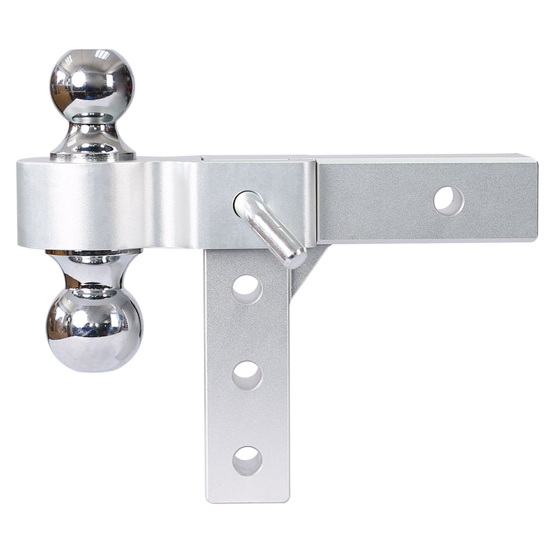 Alu - Adjustable Trailer Drop Hitch With 2" Receiver, 6" Adjustable - Silver