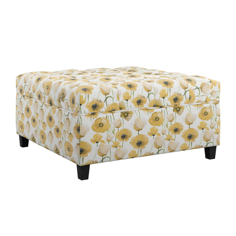 Floral Storage Ottoman With Traditional Design - Gold