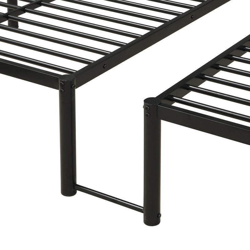 Twin Over Twin Over Twin Triple Bunk Bed With Safety Rails And Storage Shelf - Black