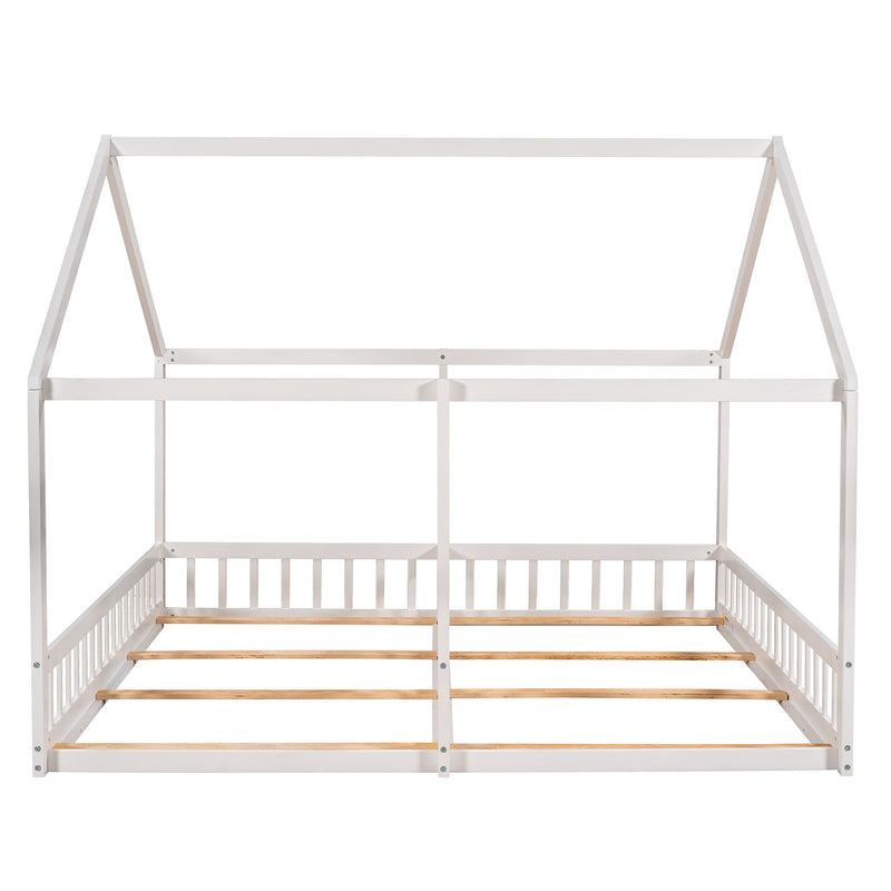 House Platform Beds, 2 Shared Beds, Metal Frame With Guardrails