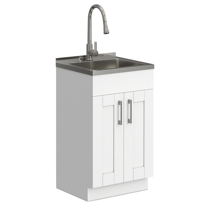 Modern Shaker All-In-One Laundry Utility Sink And Cabinet With Pull-Out Faucet