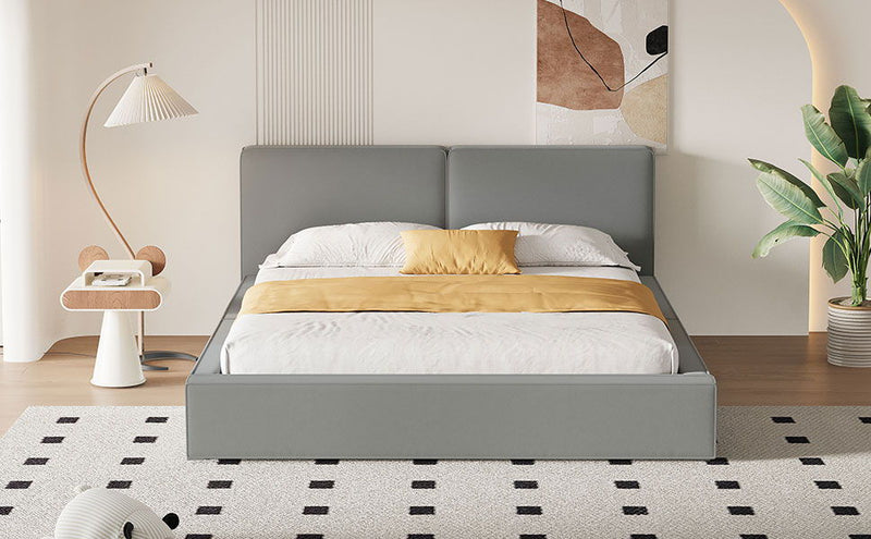 Upholstered Platform Bed, Grounded Bed With Solid Frame