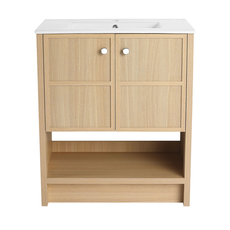 Modern Freestanding Bathroom Vanity With Ceramic Sink And Soft Closing Doors