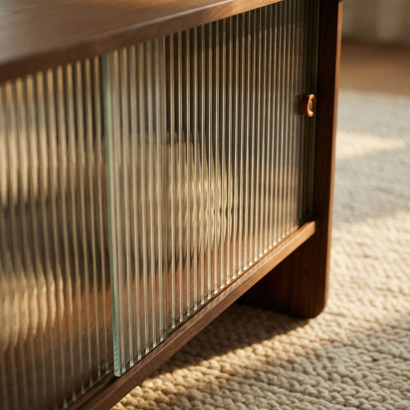 Rectangular Coffee Table With Sliding Door Storage Center