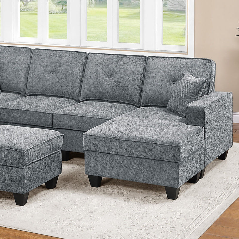 5 Piece Sectional Set With USB Port And Ottoman