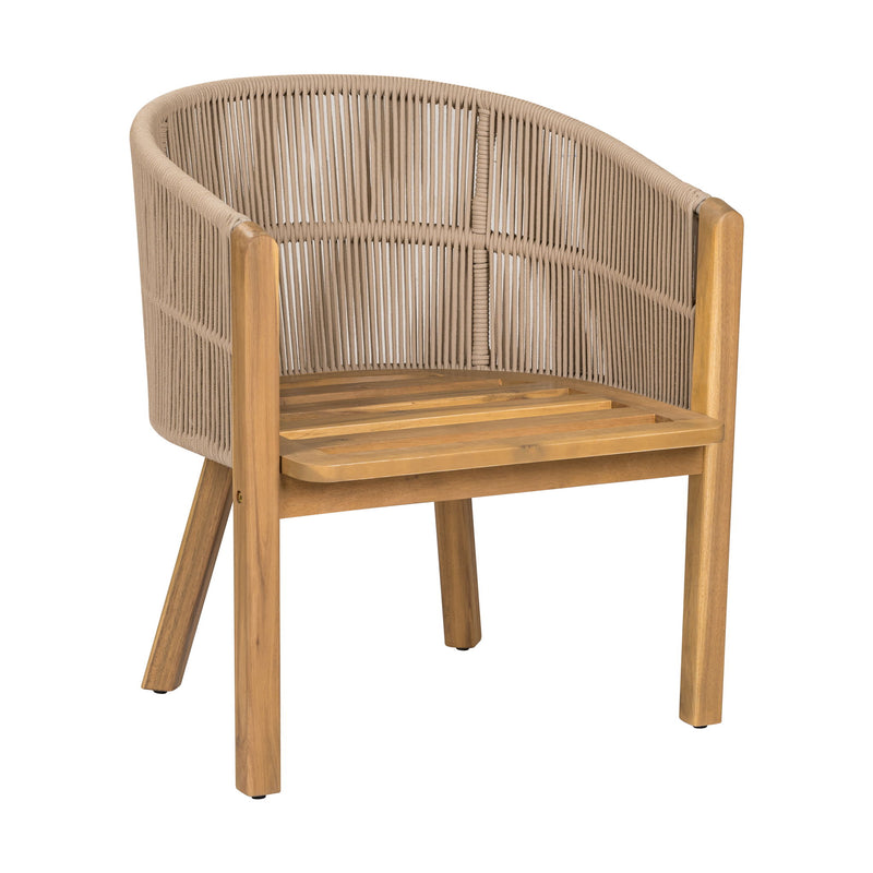 Grotta - Outdoor Dining Arm Chair (Set of 2) - Teak / Beige