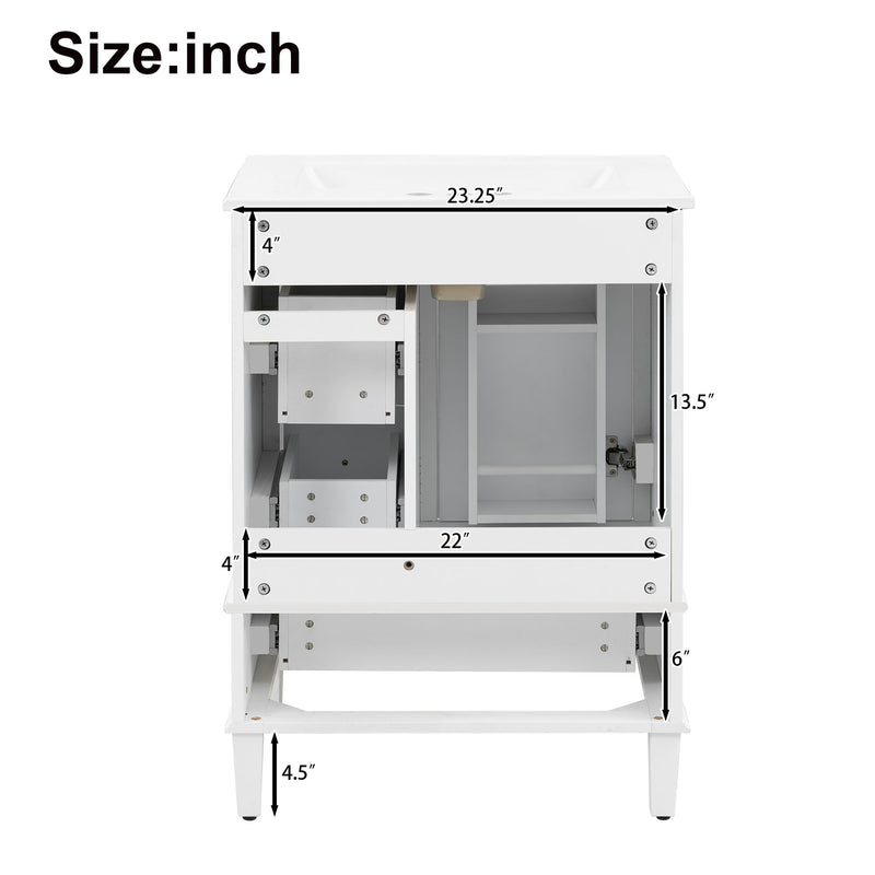 Bathroom Vanity With Integrated Basin, Soft Close Drawers, Door Mounted Double Layer Shelf