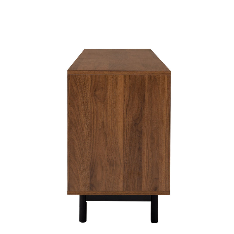TV Stand For TVs, Entertainment Center With Closed Storage & Cable Management, Soft Closing Hinges - Walnut
