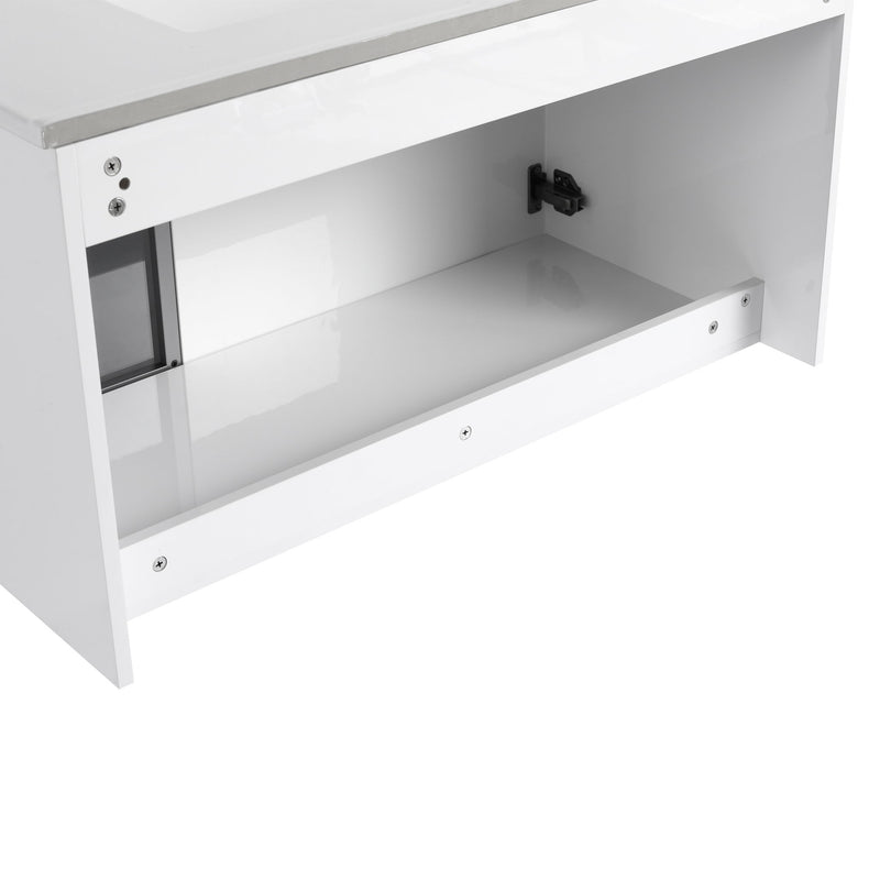 Wall Mounted Bathroom Vanity With Sink, 2 Soft Close Doors, Cabinet & Half Door