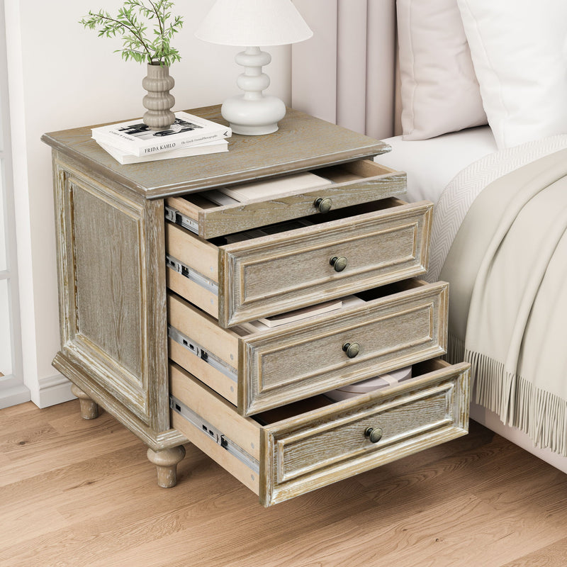 Farmhouse Nightstand With 4 Drawers