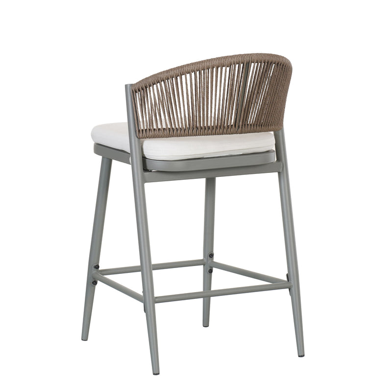 Outdoor 26" Counter Height Metal Frame Counter Stools With Scallop Shaped Backrest & Water Resistant Cushions