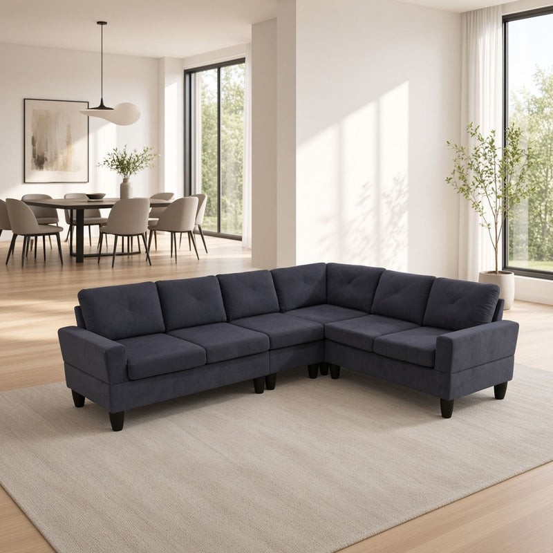 Modular L - Shaped Sectional Sofa 6 Seater 4 Piece Couch With Chaise