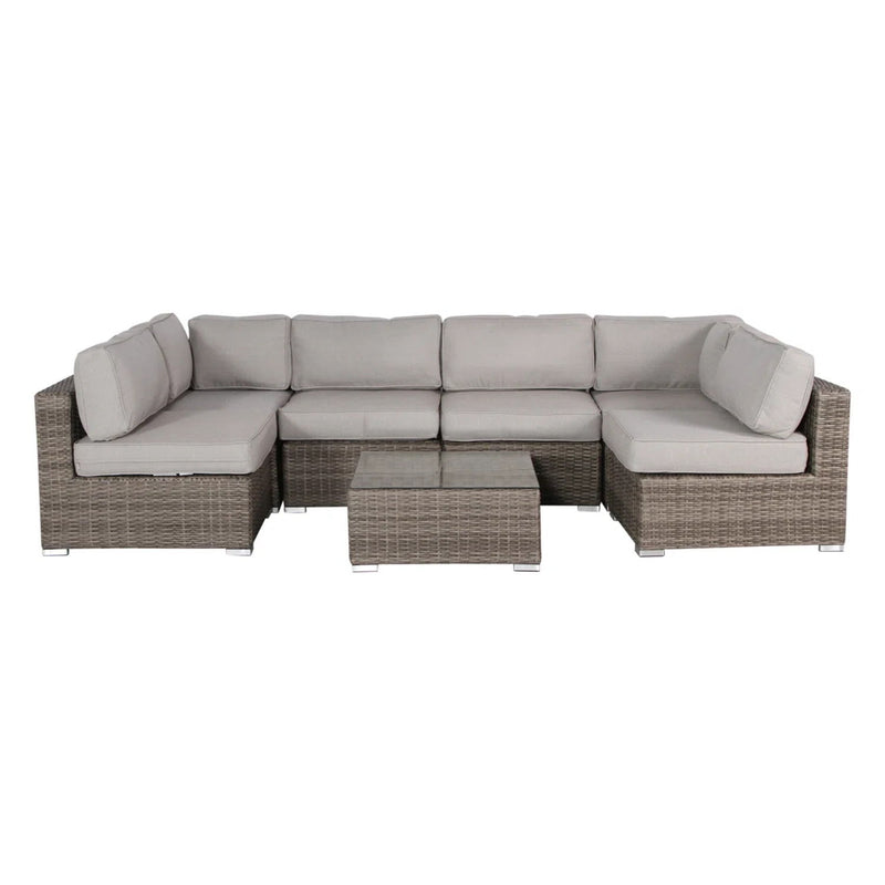 Patio Sofa Set For 4 With Cushions Convenient Outdoor Seating Group - Brown / Gray