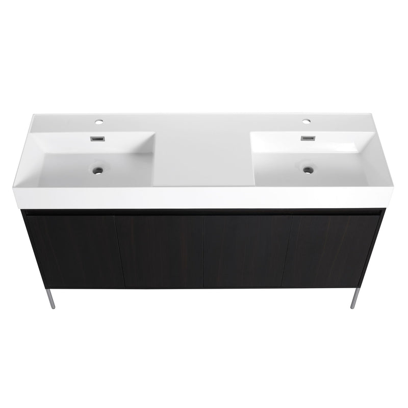 Freestanding Bathroom Vanity With Resin Sink And Storage Cabinet