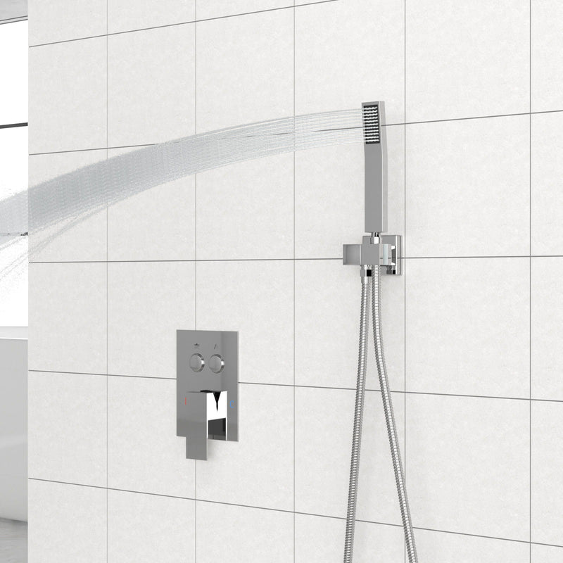 Dual Shower Head System With Square Rain Shower And Rough In Valve