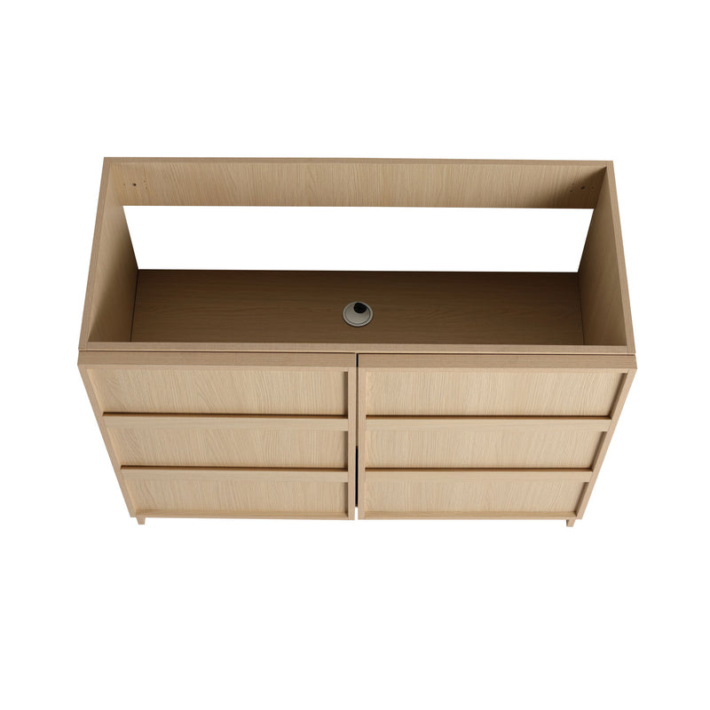 42" Freestanding Bathroom Vanity & Sink & 2 Soft Close Cabinet Doors - Oak / White