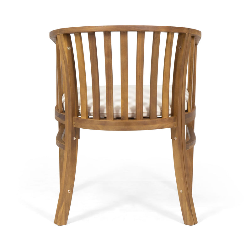 Outdoor Wooden Dining Chairs With Cushions (Set of 2)