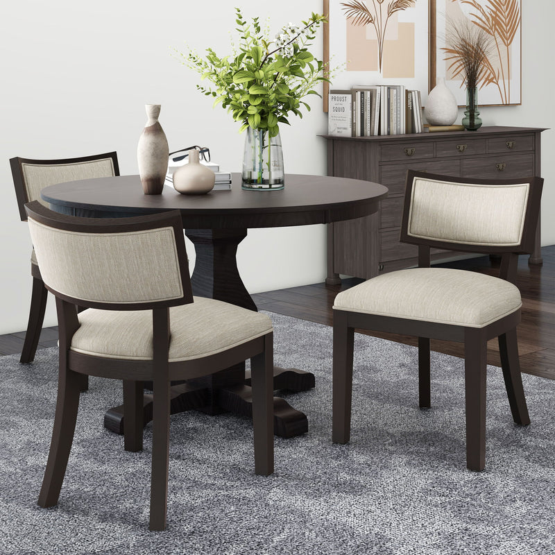 Farmhouse Style Fabric Upholstered Side Dining Chair Set