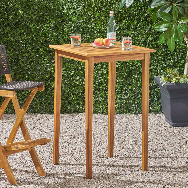 Outdoor Minimalist Acacia Wood Square Bar Table