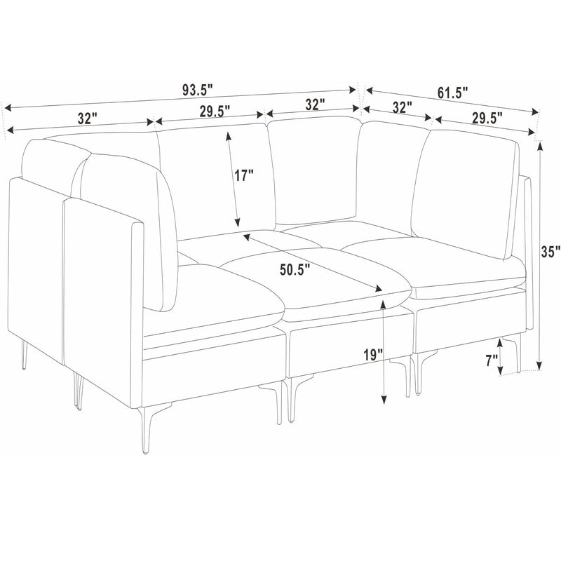 Upholstered Modular Sectional & Tall Legs