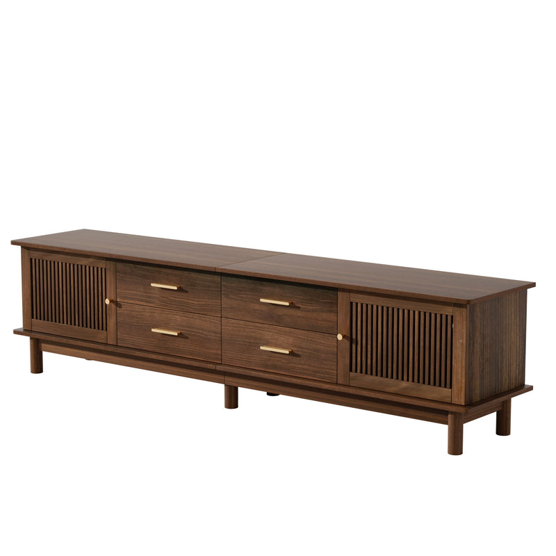 TV Stand For 85" TVs, 4 Smooth Glide Drawers - Walnut