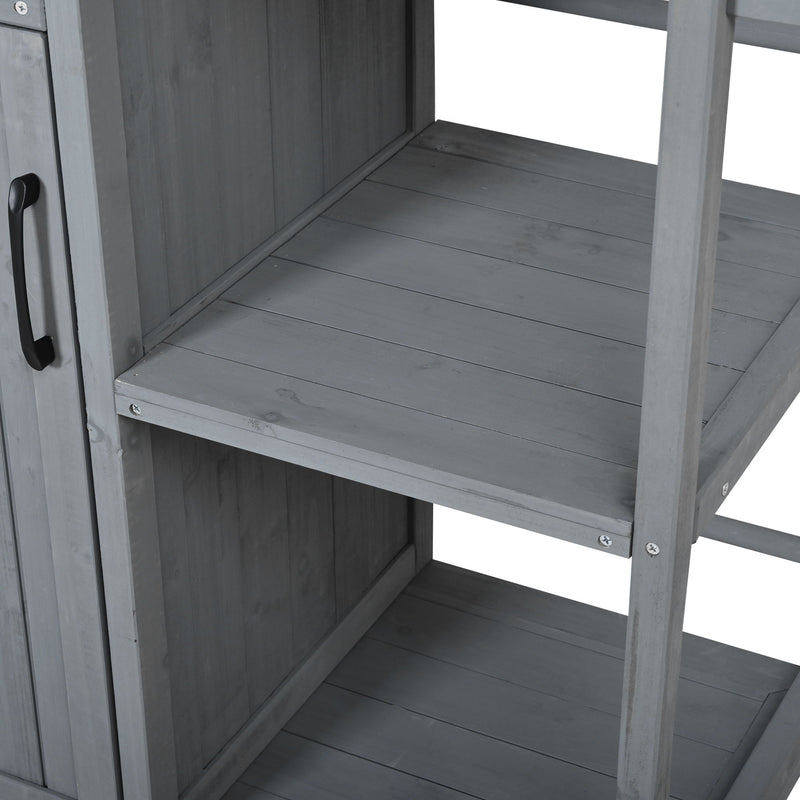 Outdoor Kitchen Island Prep Station With Lockable Wheels, Ample Storage, Towel & Spice Racks