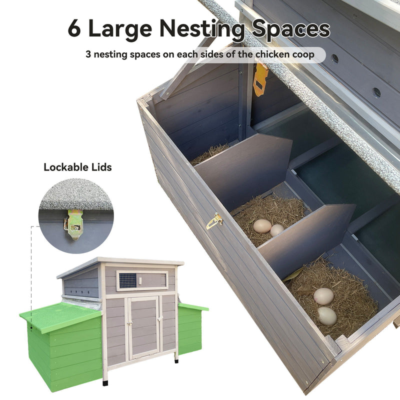 Chicken Coop, Large Outdoor Hen House With Run And Nesting Box Poultry Cage, Rabbit Hutch - Grayish Purple