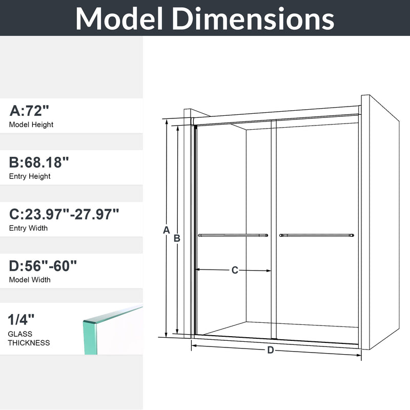 Modern Semi Frameless Double Sliding Shower Door