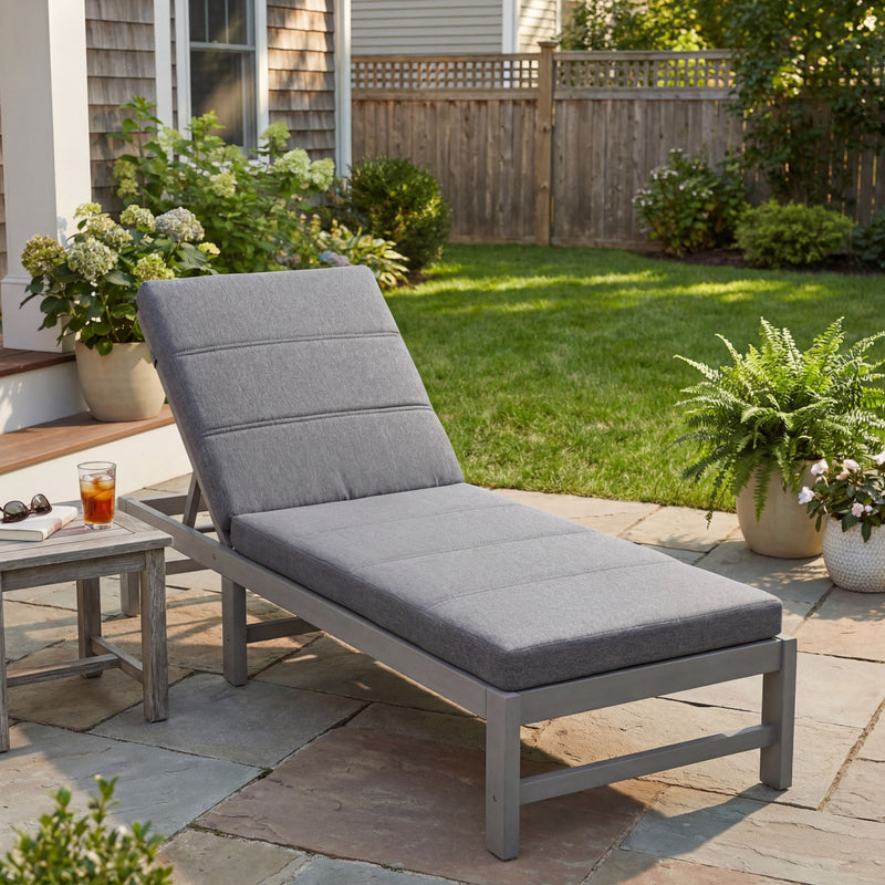 Outdoor Chaise Lounge Cushion Only, Water-Resistant Patio Lounge Chair Cushion With Removable Cover