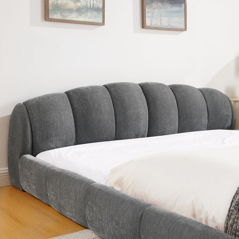 Upholstered Platform Bed Frame, Low Profile Floor Bed, No Box Spring Required