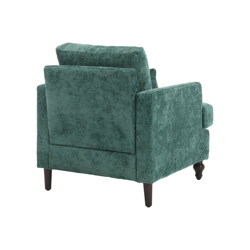 Modern Mid Century Wood Frame Armchair With Tufted Design