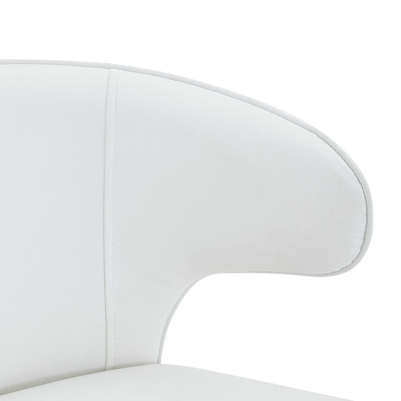 Adjustable Swivel Bar Chair With High Back Support For Kitchen Counter (Set of 2) - White / Silver