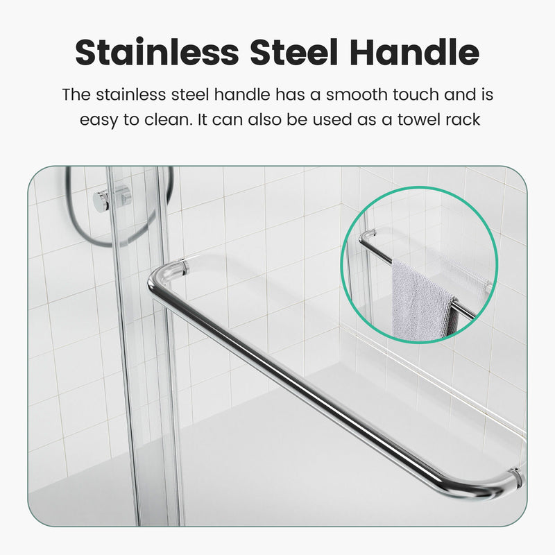 Semi Frameless Double Sliding Shower Door With SGCC Tempered Glass - Chrome