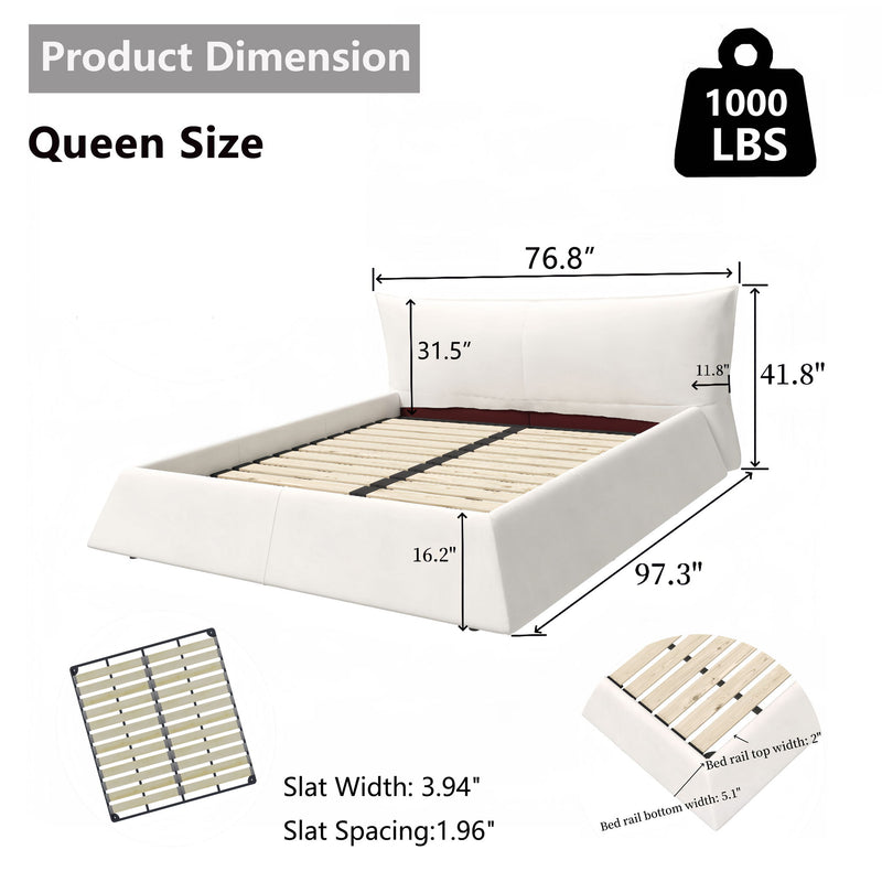 Upholstered Platform Bed With Special Shaped Headboard