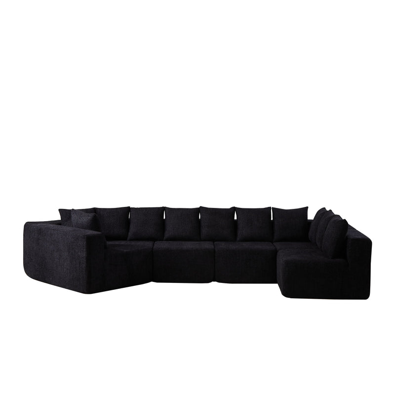 L - Shaped Modular Sofa With Deep Seat And 11 Pillows