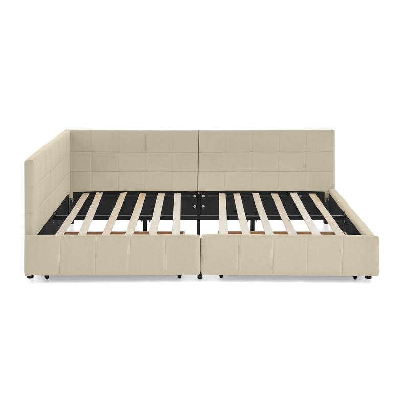 Upholstered Storage Tufted Bed Frame With Backrest And Armrests