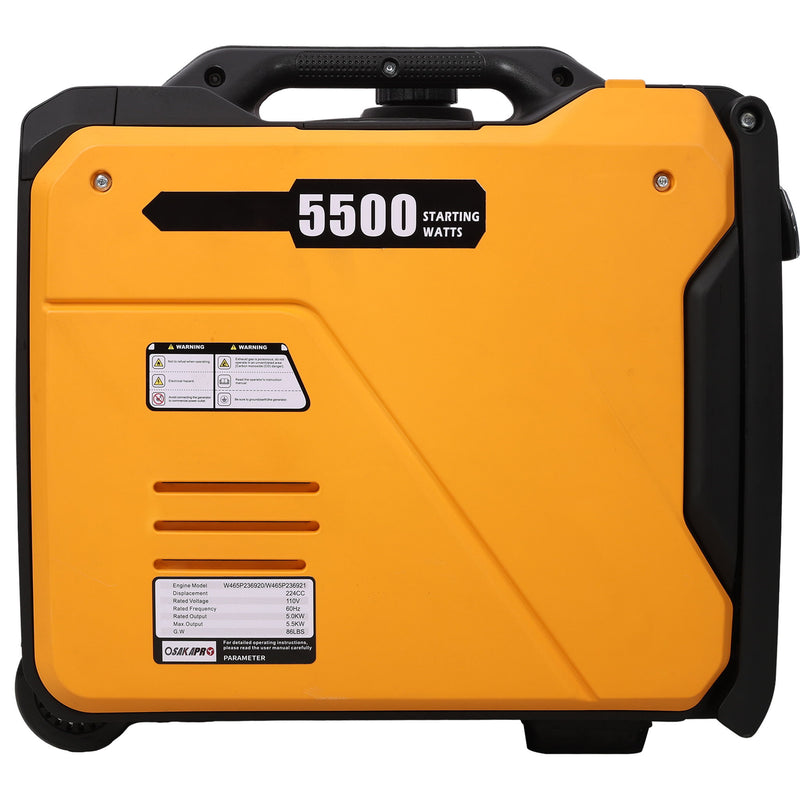Super Quiet Inverter Generator 5.5Kw Portable Electric & Remote Start Aluminum, 224Cc 4 Stroke