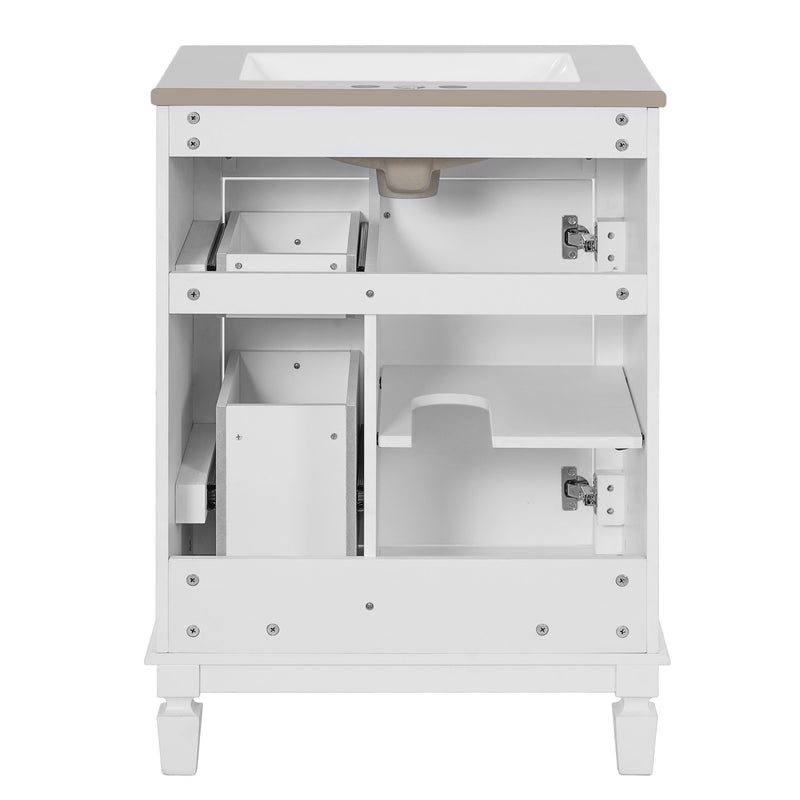 Bathroom Vanity With Sink, Compact Cabinet & 2 Drawers And Adjustable Shelf
