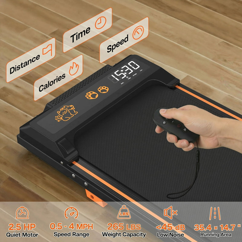 Small Dog Treadmill, Low Noise Pet Exercise Machine For Indoor Puppy Training, Portable Running Wheel - Black