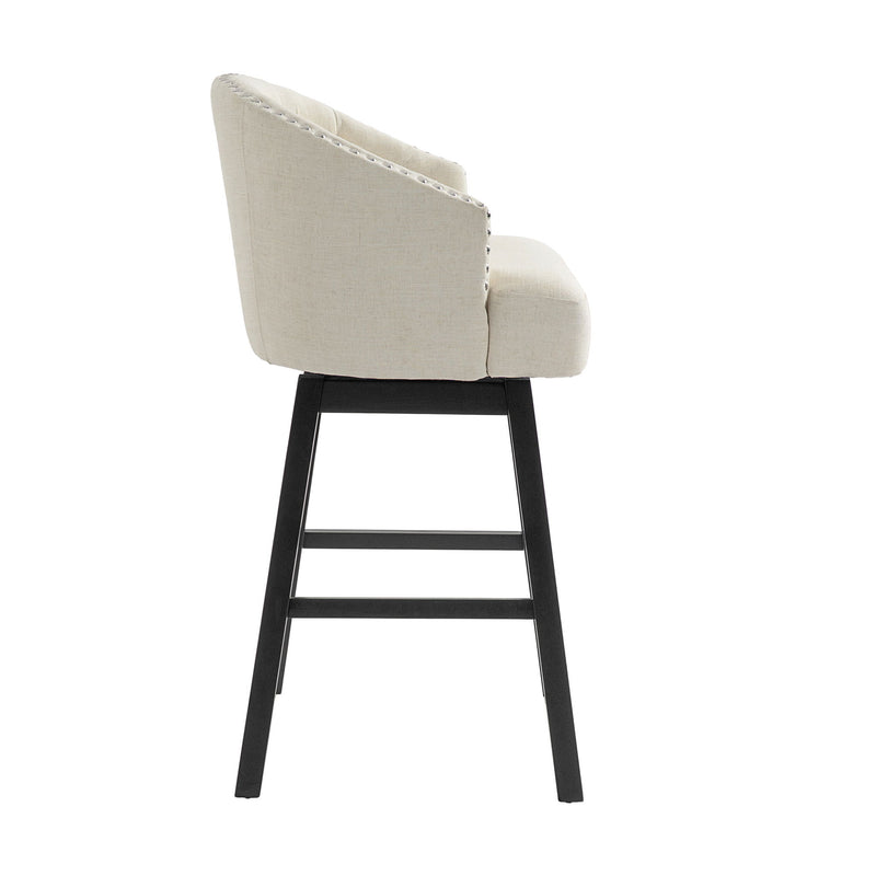 360 Degree Swivel Bar Stool & Stunning Nailhead Trim (Set of 2) - Beige