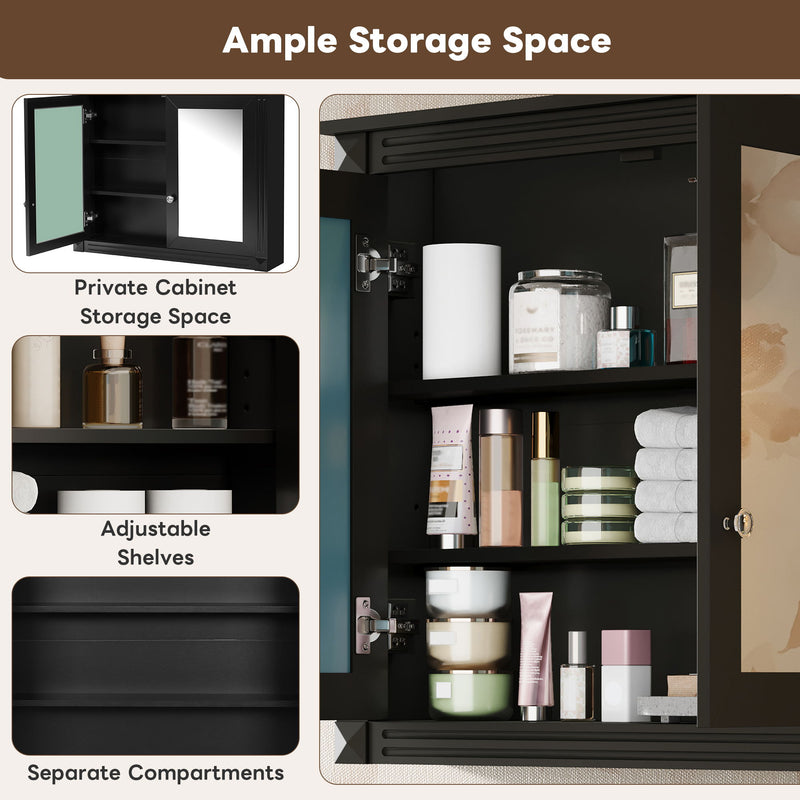Wall-Mounted Medicine Cabinet With 2 Mirrors, Adjustable Shelves