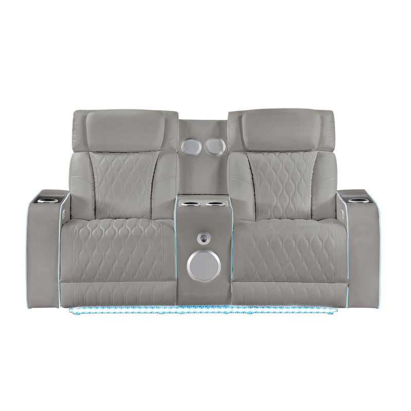 Electra - Power Reclining Loveseat With Power Headrests, Console, Speakers, Massage, LED Lighting And USB Control