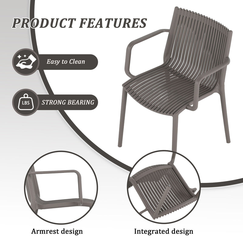 4 Modern Stackable Armchair Matched With Long Table